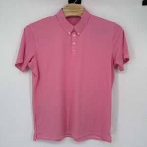 G/FORE Feeder Tech Pique Striped Polo Pink Mens XL Golf Rugby Performance Light